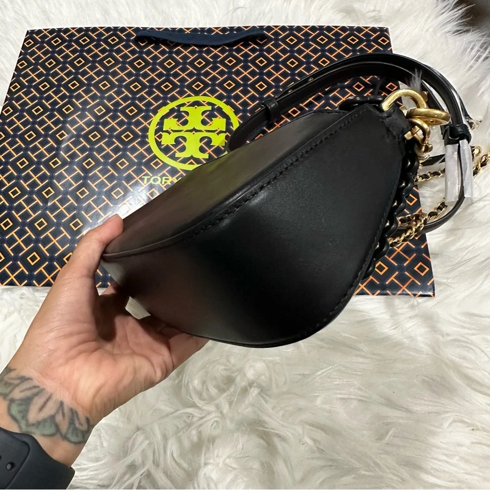 NWT Tory Burch Britten Gold Studded Black Convertible Crossbody Shoulder Bag - Picture 9 of 9